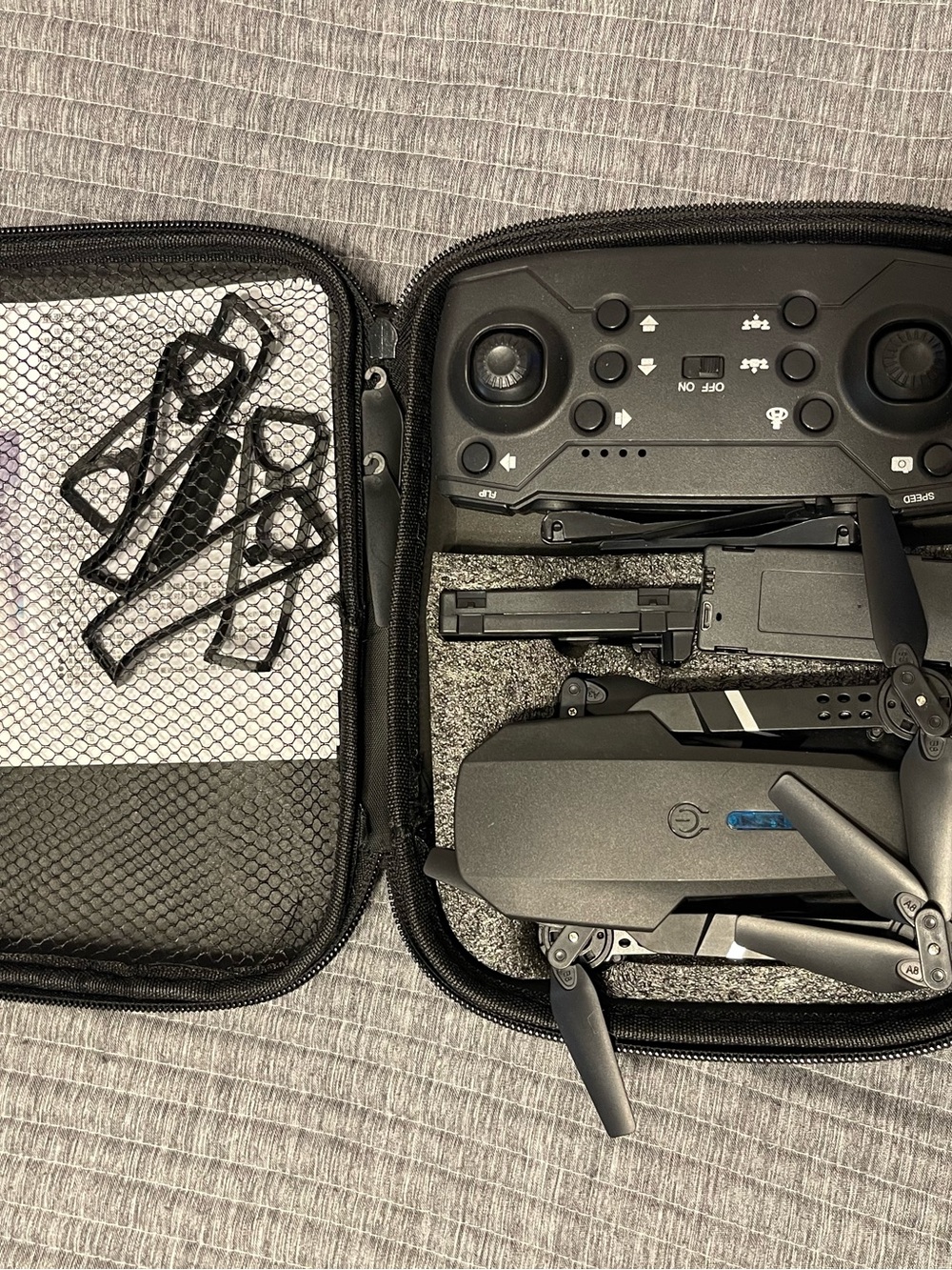 Foldable Black Drone with Remote Controller and case